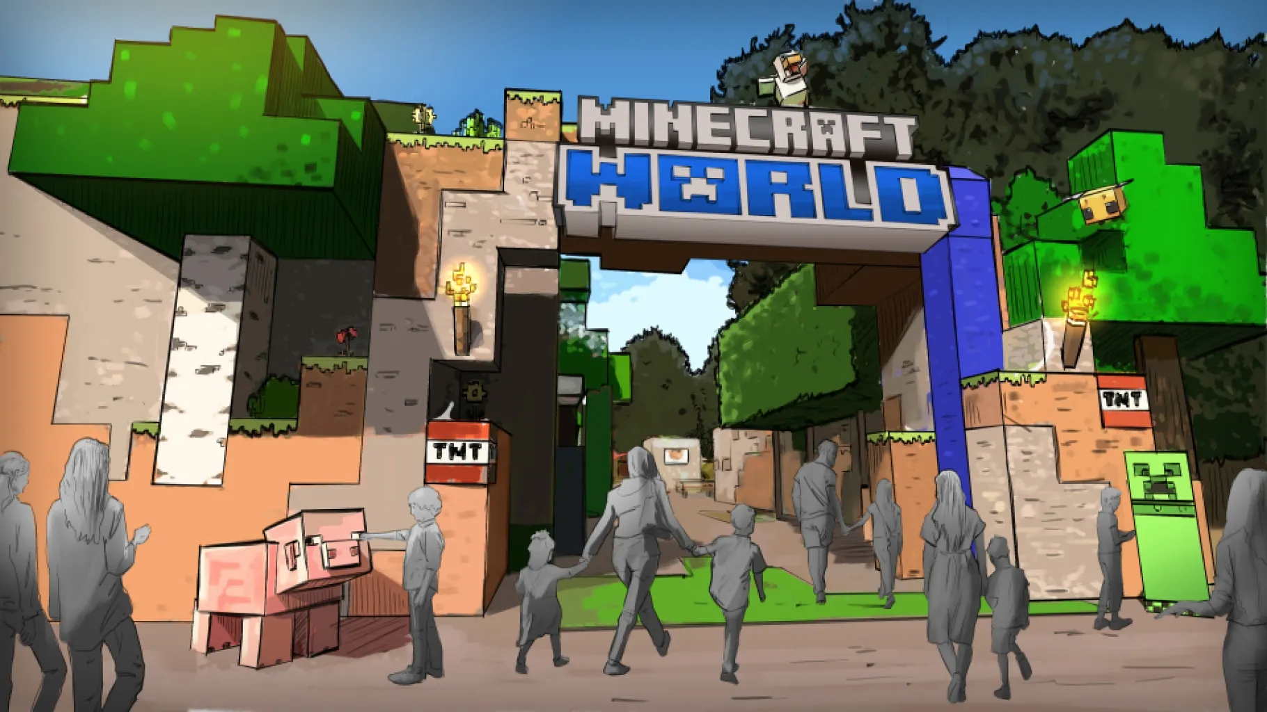Minecraft World dévoile sa montagne russe et son hôtel à Chessington